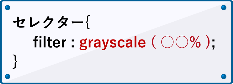 filterプロパティのgrayscaleの書き方