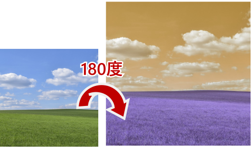 filterプロパティのhue-rotate180degの例