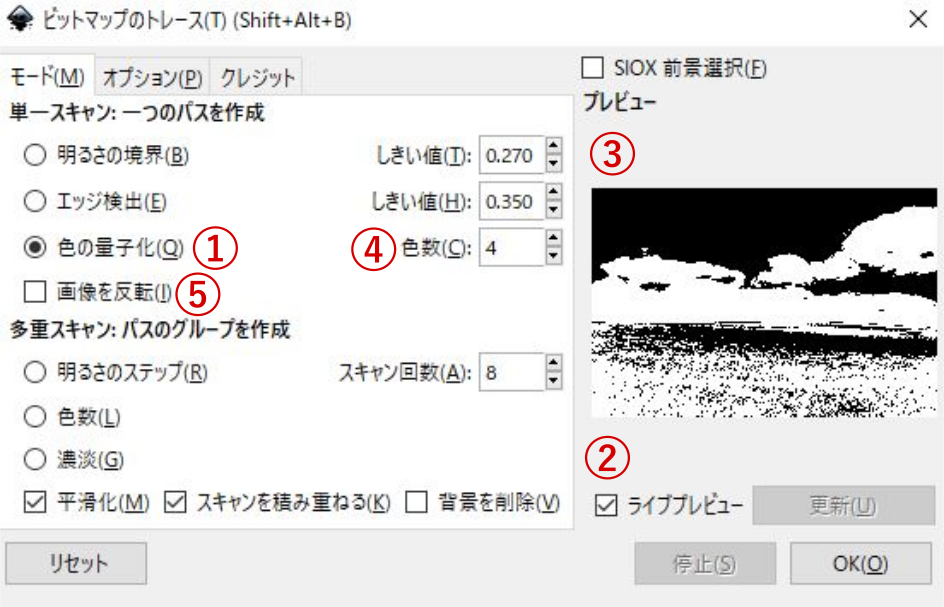 ビットマップのトレースダイアログ